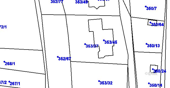 Parcela st. 353/27 v KÚ Sedlešovice, Katastrální mapa