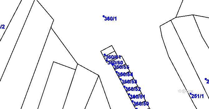 Parcela st. 360/61 v KÚ Sedlešovice, Katastrální mapa