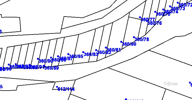 Parcela st. 360/82 v KÚ Sedlešovice, Katastrální mapa