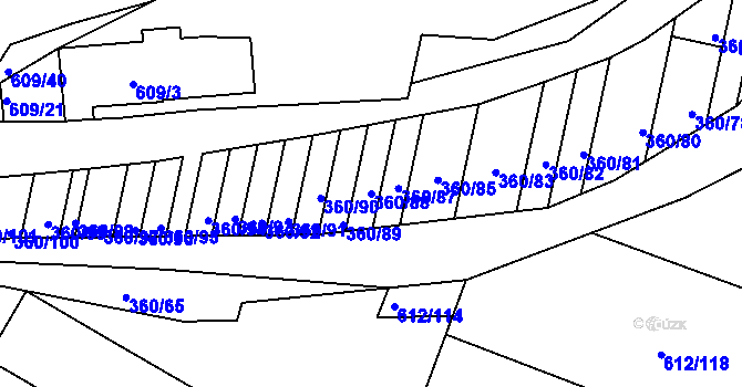 Parcela st. 360/88 v KÚ Sedlešovice, Katastrální mapa