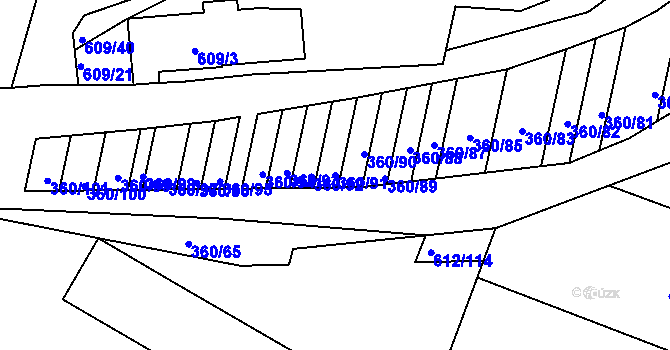 Parcela st. 360/91 v KÚ Sedlešovice, Katastrální mapa