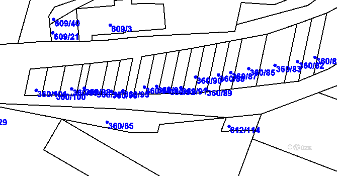 Parcela st. 360/92 v KÚ Sedlešovice, Katastrální mapa
