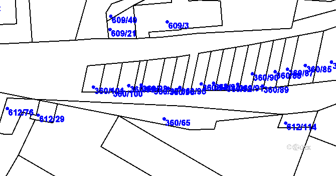 Parcela st. 360/96 v KÚ Sedlešovice, Katastrální mapa