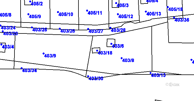 Parcela st. 403/18 v KÚ Sedlešovice, Katastrální mapa