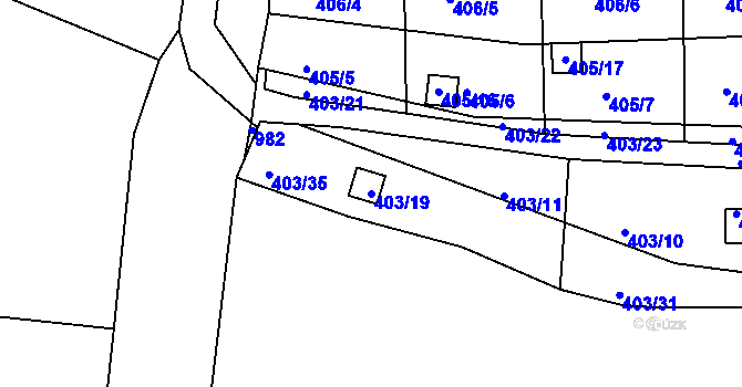 Parcela st. 403/19 v KÚ Sedlešovice, Katastrální mapa