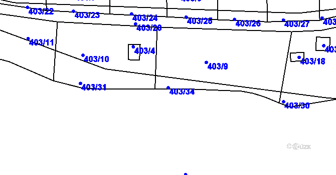 Parcela st. 403/34 v KÚ Sedlešovice, Katastrální mapa
