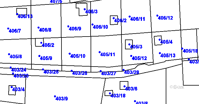 Parcela st. 405/11 v KÚ Sedlešovice, Katastrální mapa