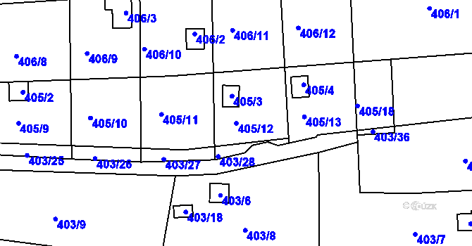 Parcela st. 405/12 v KÚ Sedlešovice, Katastrální mapa