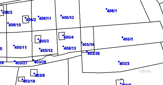 Parcela st. 405/18 v KÚ Sedlešovice, Katastrální mapa