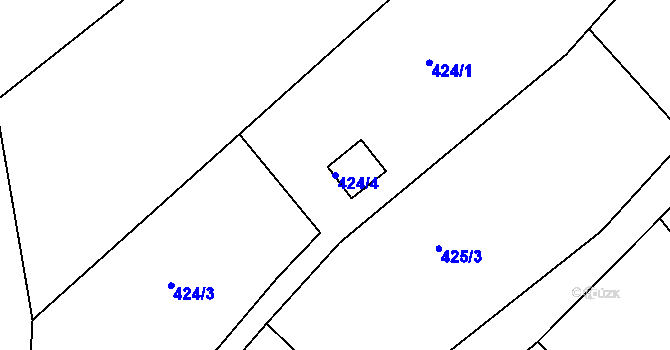 Parcela st. 424/4 v KÚ Sedlešovice, Katastrální mapa