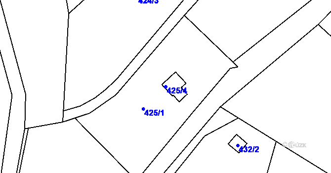 Parcela st. 425/4 v KÚ Sedlešovice, Katastrální mapa