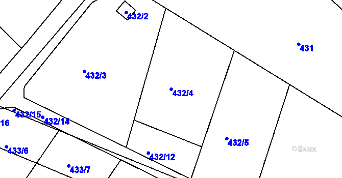 Parcela st. 432/4 v KÚ Sedlešovice, Katastrální mapa