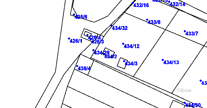 Parcela st. 434/2 v KÚ Sedlešovice, Katastrální mapa