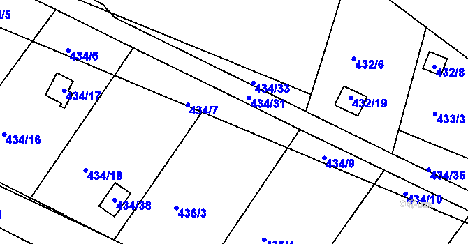 Parcela st. 434/8 v KÚ Sedlešovice, Katastrální mapa
