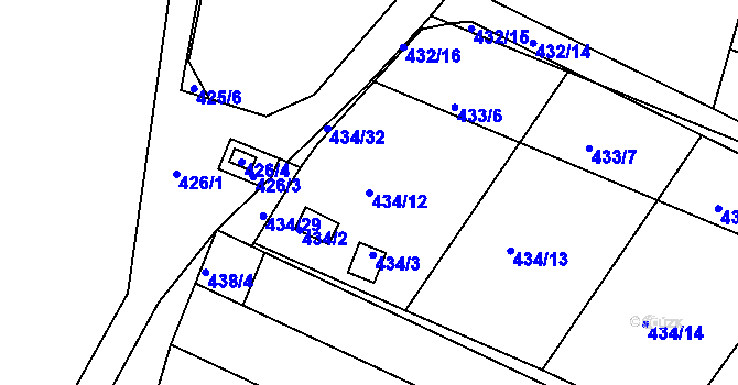 Parcela st. 434/12 v KÚ Sedlešovice, Katastrální mapa