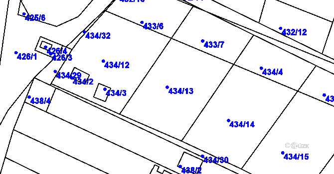 Parcela st. 434/13 v KÚ Sedlešovice, Katastrální mapa