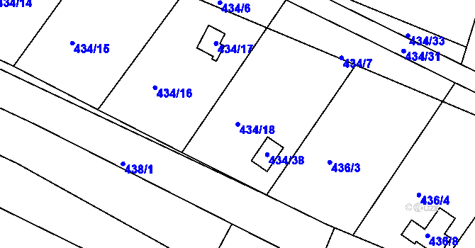 Parcela st. 434/18 v KÚ Sedlešovice, Katastrální mapa