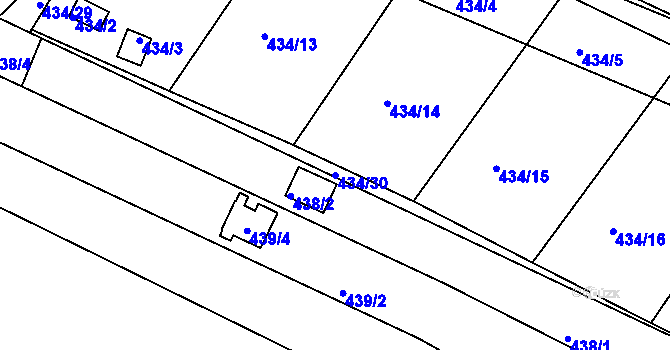 Parcela st. 434/30 v KÚ Sedlešovice, Katastrální mapa
