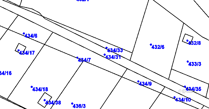 Parcela st. 434/31 v KÚ Sedlešovice, Katastrální mapa