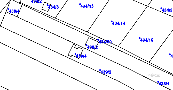 Parcela st. 438/2 v KÚ Sedlešovice, Katastrální mapa