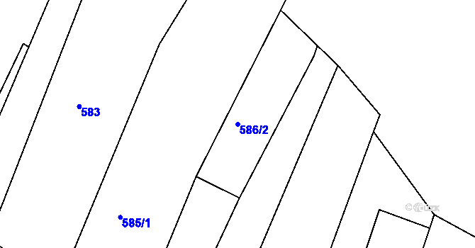 Parcela st. 586/2 v KÚ Sedlešovice, Katastrální mapa