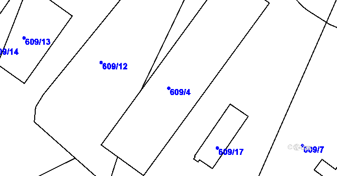 Parcela st. 609/4 v KÚ Sedlešovice, Katastrální mapa