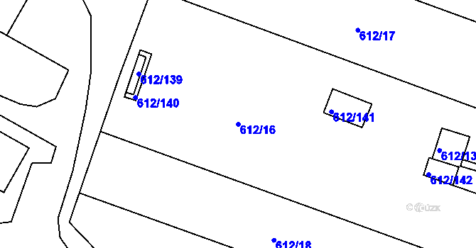 Parcela st. 612/16 v KÚ Sedlešovice, Katastrální mapa