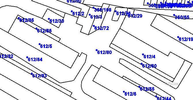 Parcela st. 612/80 v KÚ Sedlešovice, Katastrální mapa