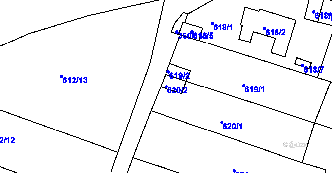 Parcela st. 620/2 v KÚ Sedlešovice, Katastrální mapa