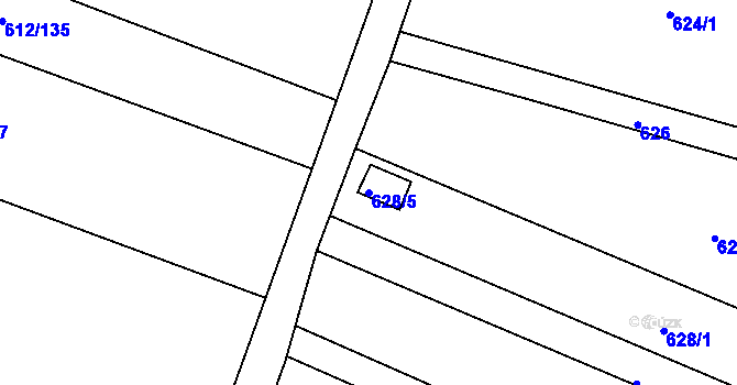 Parcela st. 628/5 v KÚ Sedlešovice, Katastrální mapa