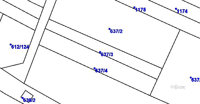 Parcela st. 637/3 v KÚ Sedlešovice, Katastrální mapa