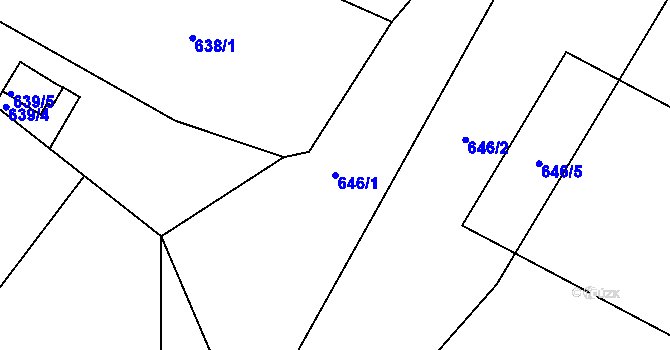 Parcela st. 646/1 v KÚ Sedlešovice, Katastrální mapa