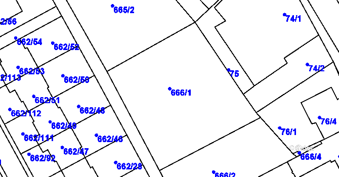 Parcela st. 666/1 v KÚ Sedlešovice, Katastrální mapa