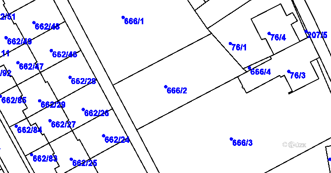 Parcela st. 666/2 v KÚ Sedlešovice, Katastrální mapa