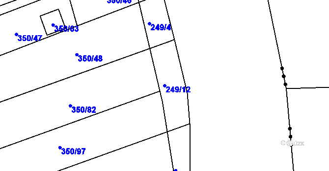 Parcela st. 249/12 v KÚ Sedlešovice, Katastrální mapa