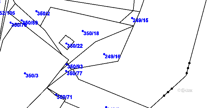 Parcela st. 249/16 v KÚ Sedlešovice, Katastrální mapa