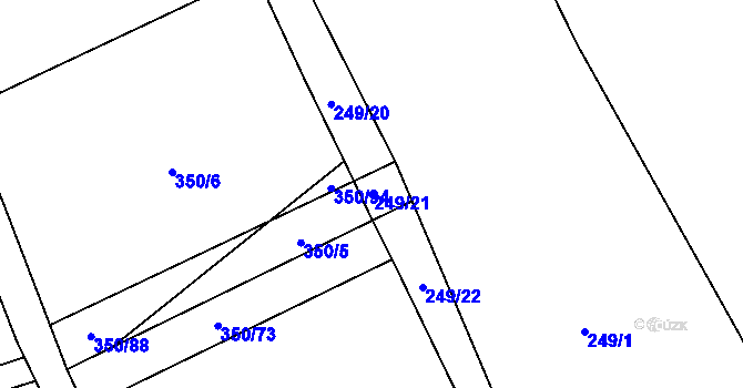 Parcela st. 249/21 v KÚ Sedlešovice, Katastrální mapa