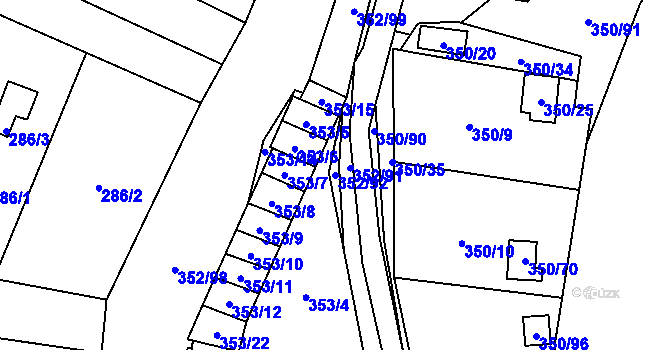 Parcela st. 352/92 v KÚ Sedlešovice, Katastrální mapa
