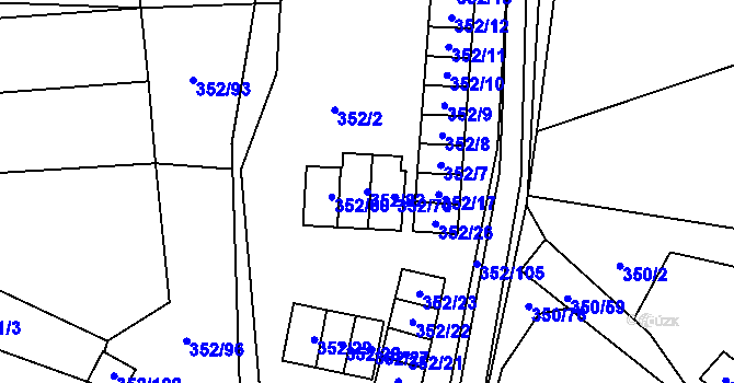 Parcela st. 352/82 v KÚ Sedlešovice, Katastrální mapa