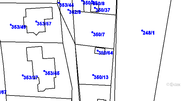 Parcela st. 350/64 v KÚ Sedlešovice, Katastrální mapa