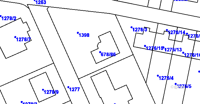 Parcela st. 678/86 v KÚ Sedlešovice, Katastrální mapa