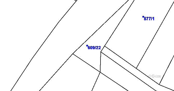 Parcela st. 609/22 v KÚ Sedlešovice, Katastrální mapa