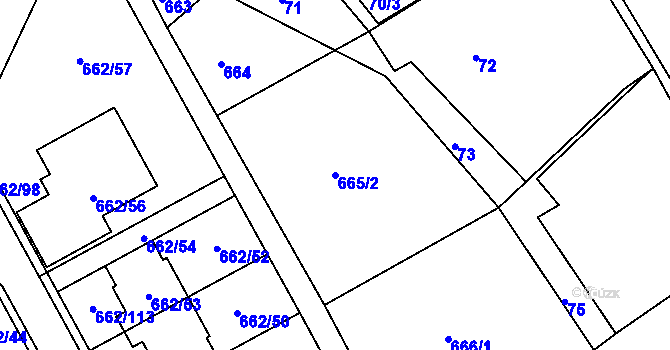 Parcela st. 665/2 v KÚ Sedlešovice, Katastrální mapa