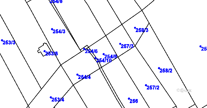 Parcela st. 254/9 v KÚ Sedlešovice, Katastrální mapa