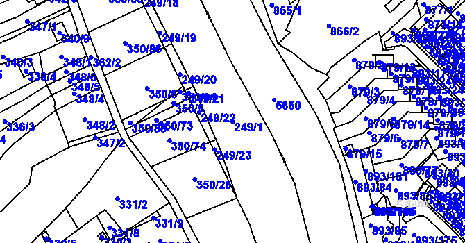 Parcela st. 249/1 v KÚ Sedlešovice, Katastrální mapa
