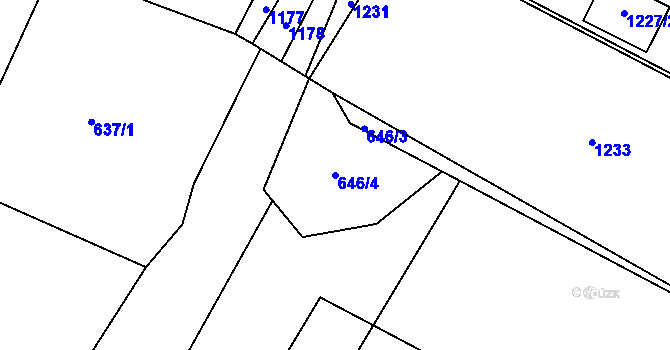 Parcela st. 646/4 v KÚ Sedlešovice, Katastrální mapa