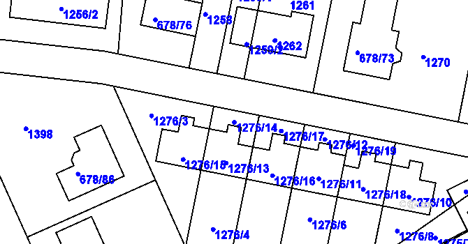 Parcela st. 1276/14 v KÚ Sedlešovice, Katastrální mapa