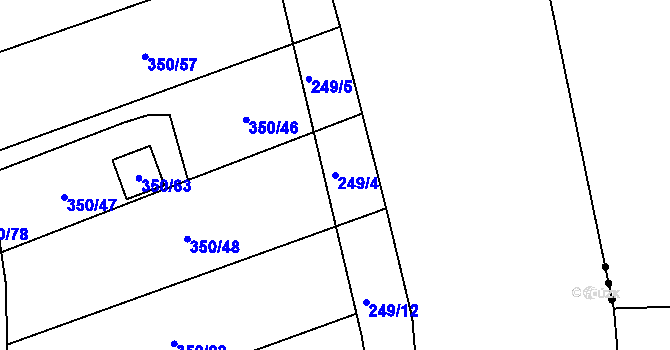 Parcela st. 249/4 v KÚ Sedlešovice, Katastrální mapa