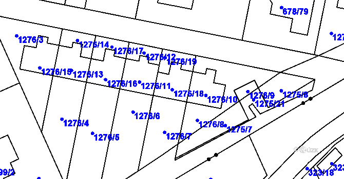 Parcela st. 1276/18 v KÚ Sedlešovice, Katastrální mapa