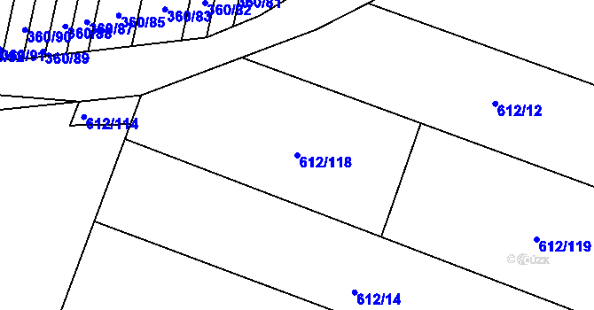Parcela st. 612/118 v KÚ Sedlešovice, Katastrální mapa